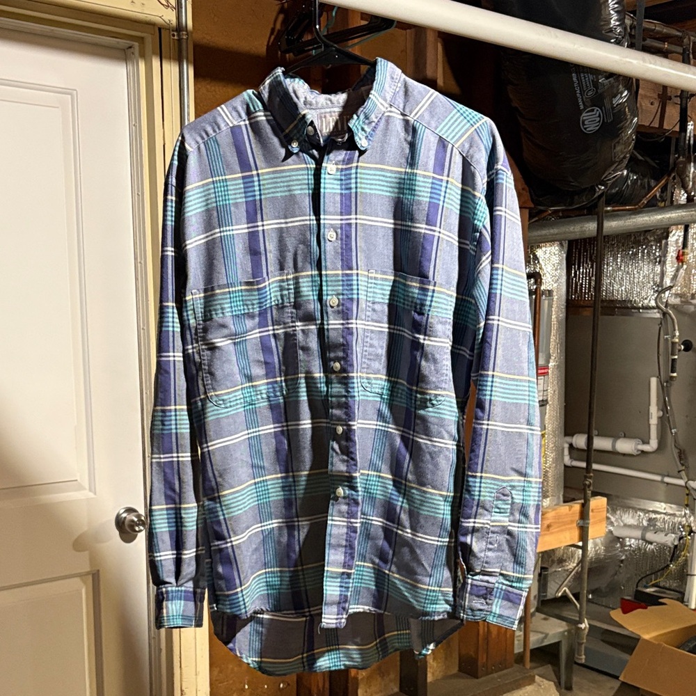 Vintage Levi's Blue and Grey Plaid Casual Shirt
